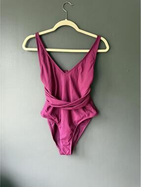 Chic Magenta One-Piece Swimsuit with Wrap Detail